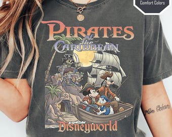 Retro Pirates of the Caribbean Vintage Disney Shirt, Comfort Colors Disney Trip Tee, Mickey Pirate Shirt, Disneyworld Family Outfit,WDW Gift