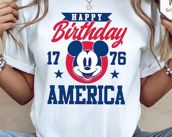 Patriotic Mickey 4th of July Shirt, USA Flag Stitch Shirt, Red White Blue Independence Day Shirt, 250th anniversary USA Independence day Tee