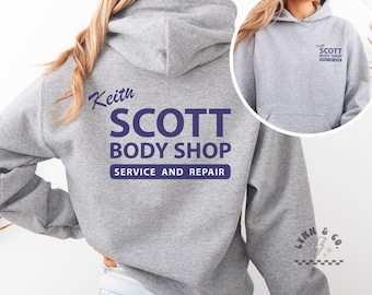 Keith Scott Body Shop Hoodie | Tree Hill Inspired Sweatshirt | 90s Retro Mechanic Pullover | Vintage Garage Hoodie | Gildan Hoodie