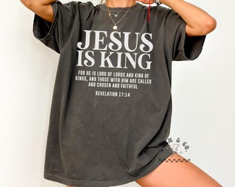 Jésus est roi t-shirt | t-shirt graphique chrétien | -shirt inspiré de la foi | Cadeau religieux | T-shirt graphique unisexe | Chemise Comfort Colors