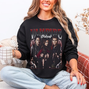Mystic Falls Vampire Romance Crewneck | 90s Style Bootleg Sweatshirt | Salvatore Inspired Graphic Sweater | TVD Gift | Gildan Crewneck