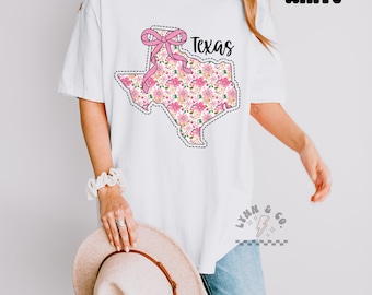 Floral Texas Comfort Colors Shirt | Southern Coquette Tee