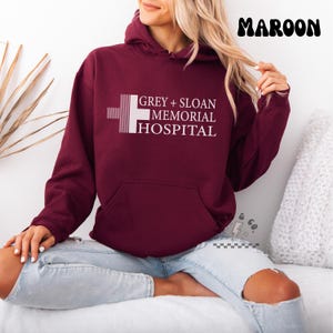Grey Sloan Memorial Hospital Hoodie | Greys Anatomy | Meredith Grey | TV Show Inspired Sweatshirt | Medical Drama Hoodie | Gildan Hoodie image 1