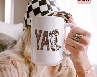 Y'all Boots Mug | Western Coffee Mug | Cowboy Boots Cup | Country Girl Mug | Southern Drinkware | Rustic Rodeo Mug | 11oz & 15oz Ceramic