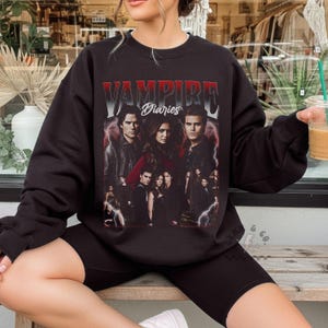 Mystic Falls Vampire Romance Crewneck | 90s Style Bootleg Sweatshirt | Salvatore Inspired Graphic Sweater | TVD Gift | Gildan Crewneck