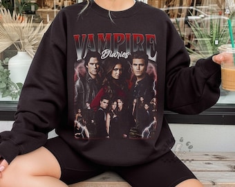 Mystic Falls Vampire Romance Crewneck | 90s Style Bootleg Sweatshirt | Salvatore Inspired Graphic Sweater | TVD Gift | Gildan Crewneck