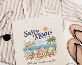 Salty Moms Totebag | Summer Totebag | Perfect Totebag for Summer | Summer Vibes | Salty Moms Club | Trendy Summer Totebag