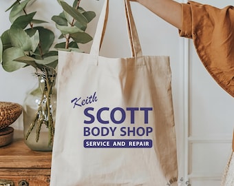 Keith Scott Body Shop Tote Bag | Tree Hill Inspired Canvas Tote | 90s Retro Mechanic Bag | Vintage Garage Tote | One Tree Hill Tote Bag
