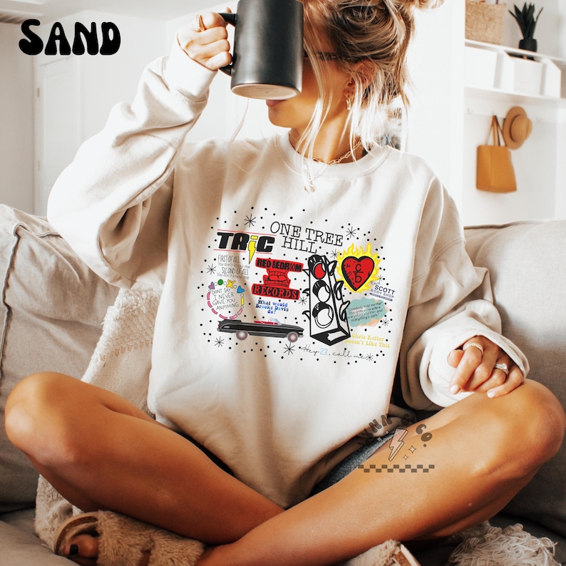 One Tree Hill Collage Crewneck | Nathan & Haley, Tree Hill Moments | OTH Fan Gift | TV Show Graphic Sweatshirt | Gildan Crewneck image 1