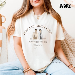 Hello Brother Shirt | Mystic Falls Vampire Shirt | Salvatore Brothers Tee | Vampire Aesthetic Shirt | TVD Fan Shirt | Comfort Colors Shirt
