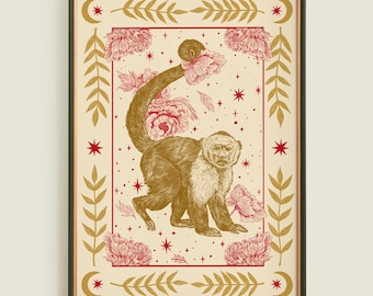 Year of the Monkey Art Print: Lunar New Year Zodiac Illustration