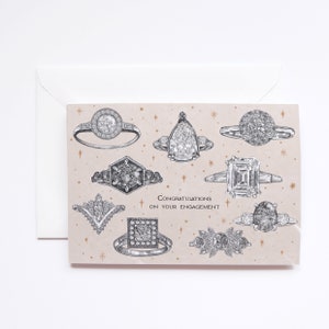 Carte de fiançailles bagues diamant vintage
