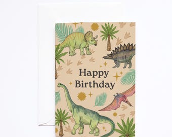 Happy Birthday Dinosaur Card - Eco friendly greeting card