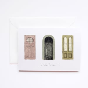 Carte pour maison neuve avec portes vintage - Carte de pendaison de crémaillère