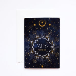 Carte d'anniversaire recyclée céleste pour maman - Maman aussi constante que la lune et les étoiles - Cartes de voeux lune et étoiles