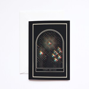 Carte de joyeux anniversaire feu d'artifice - carte de célébration d'anniversaire - milieu du siècle - carte de joyeux anniversaire
