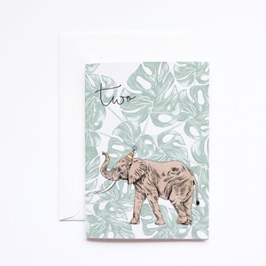 Carte Fête d'éléphant pour le 2e anniversaire