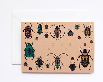 Love Bug Beetle Valentine's Card: Illustrated Anniversary Card