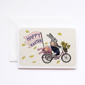 Carte recyclée Joyeuses Pâques - Livraison spéciale lapin de Pâques
