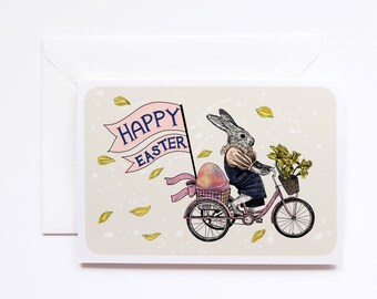 Happy Easter Recycled Card - Special Easter Bunny Delivery
