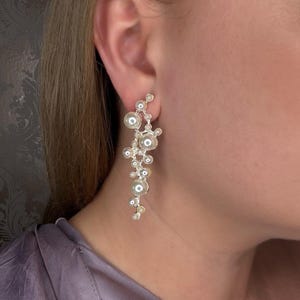 Earrings Pearl earrings Stud earrings Silver base earrings Wedding earrings Bridesmaid gift Birthday gift Anniversary gift Geometric jewelry