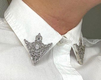 Shirt collar clip Pin brooch V-Shaped Clothe accessories Decorative pin Clothe jewelry Ornamental pin Silver jewelry Clasp Fastening Badge