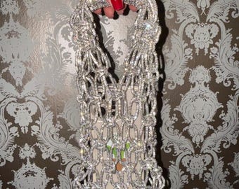 Rhinestone bag "Laday" Rhinestone cord bag Evening bag Purse Handmade bag Crystal bag Handwoven Bag Accessory bag Handmade purse Hand bag