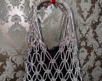 Rhinestone bag "Yanani" Rhinestone cord bag Evening bag Purse Handmade bag Crystal bag Handwoven Bag Accessory bag Handmade purse Hand bag