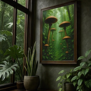 Enchanted Mushroom Forest Rolled Poster, Nature Wall Art, Home Decor, Botanical Print, Gift for Nature Lovers