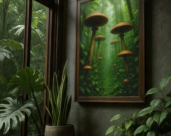 Enchanted Mushroom Forest Rolled Poster, Nature Wall Art, Home Decor, Botanical Print, Gift for Nature Lovers