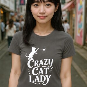 Crazy Cat Lady Women&#39;s Tee, Casual Cat Lover Shirt, Gift for Cat Owners, Funny Cat Tee, Animal Lover Apparel
