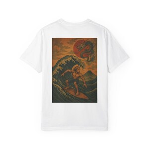 Dragon Wave Surfer T-Shirt  surfing Dragon T-Shirt, Casual Tee for Beach Lovers, Gift for Surfers, Summer Style, Vintage Look Apparel