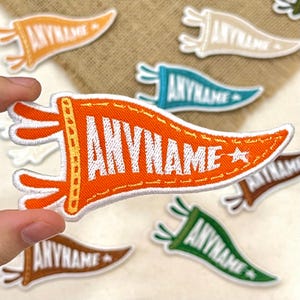 Custom Pennant Flag Name Patch, Retro Sports Embroidered Patch, Personalized Iron On, Sew On, Patch for Team Spirit, for Backpacks Hats