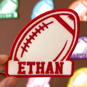 Football Name Patch – Custom Embroidered Patches – Personalized Sew On or Iron On Patch for Team Uniforms, Sports Bags, Football Fans Gift