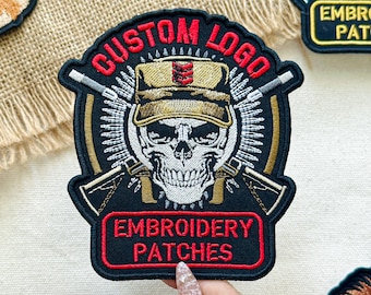 Custom Embroidered Logo Patch, Sew/Iron On, Tactical Uniform Jacket Vest (Hook Loop)