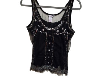 Candies Vintage Y2K 90s Sequined Party Top Cami Size L  Womens