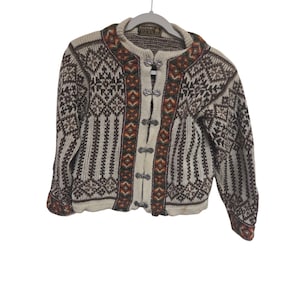 Nordstrikk Wool Cardigan Nordic Fair Isle Sweater Button Up Warm Cozy S