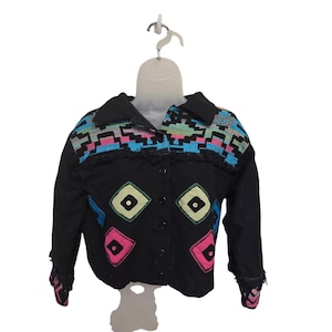 Vintage 80s 90s Southwestern Jacket Colorful Aztec Print Button Up