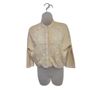 Beaded Sequin Cardigan Sweater Embellished Party Shrug Bolero Top Size S
