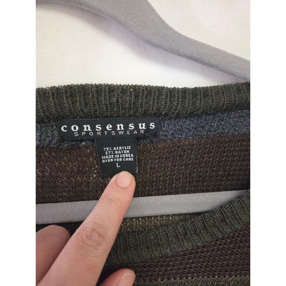 Consensus Patchwork Knit Sweater Long Sleeve Crew… - image 2