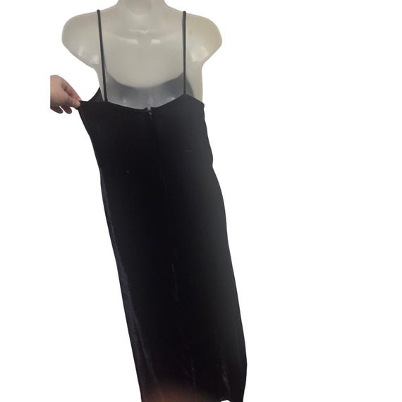 Vintage 90s Rachel Green Express Purple Velvet Slip Dress Spaghetti Straps Midi