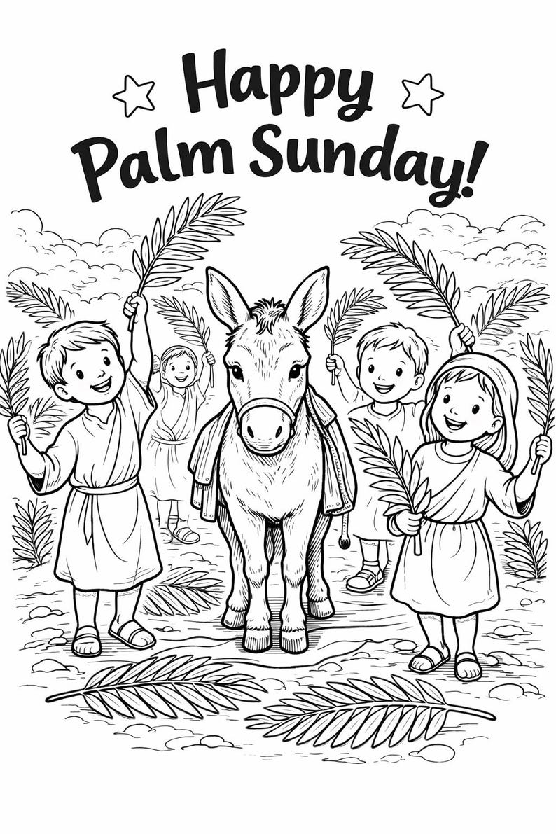 Palm Sunday Kids Coloring Page | Happy Palm Sunday Printable ...