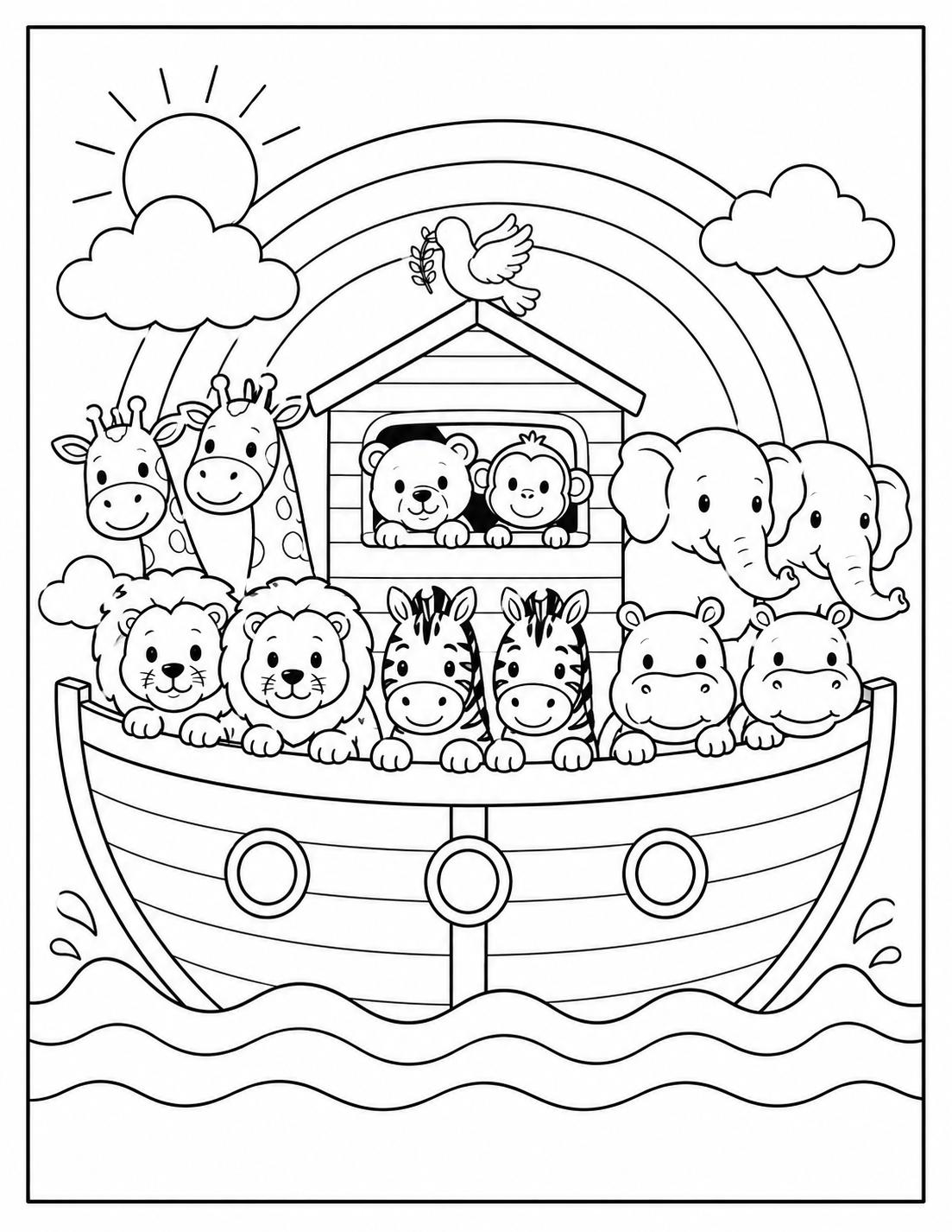 Noah's Ark Coloring Page for Kids | Bible Story Printable | Christian ...