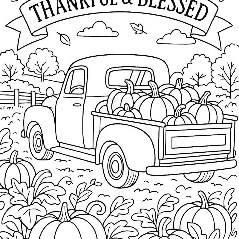 Image Lorry Coloruing Printable Printable Fall Truck - Etsy