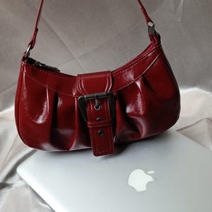 Faux Leather Handbag - Y2K Shoulder Bag - Bordeaux Bag