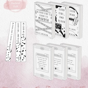 May include: A collection of books with white covers and black text. The titles include "A Good Girl's Guide to Murder," "Good Girl, Bad Blood," and "Good Dead." The image also features decorative elements and text.