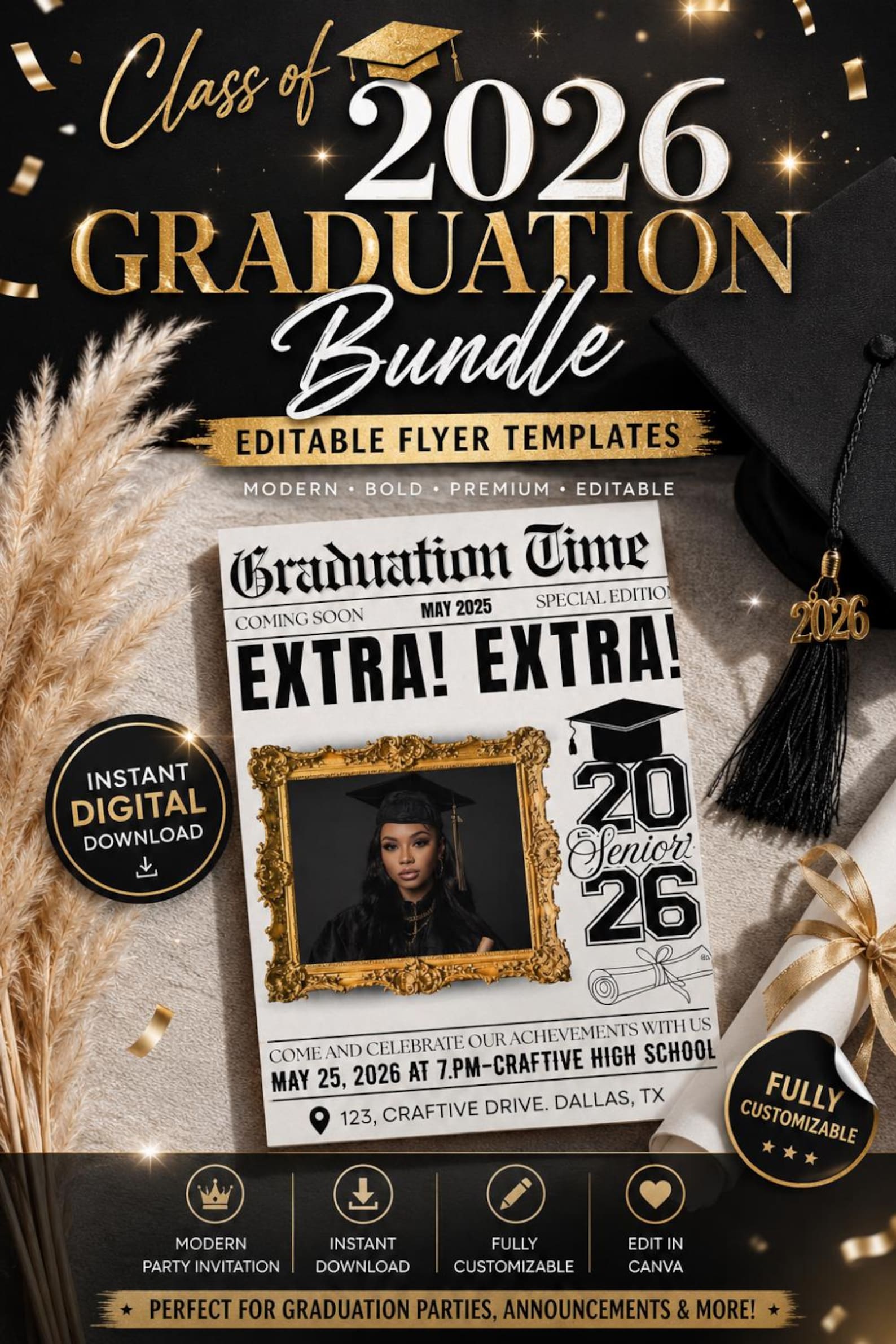 Senior Graduation Invites College Graduation Announcement Invitation, Bundle Senior Grad Party ...