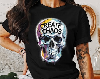 Skull T-Shirt Design, Colorful Skull Graphics, Digital Download, PNG File, Streetwear, Skull Clipart, T Shirt Printing, Modern Skull Art