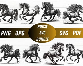 Running Horse SVG Bundle, Wild Arabian Clipart (Digital Download)