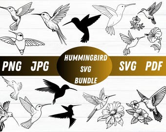 Paquete de archivos SVG de colibríes: archivos para corte láser y Cricut (descarga digital)